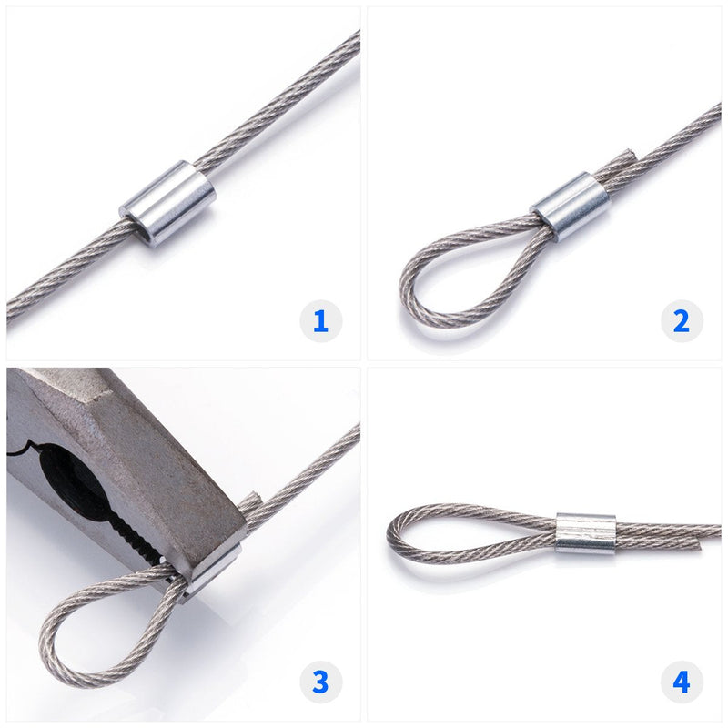 1/16" Aluminum Crimping Loop Sleeve 200PCS, Cable Ferrule Wire Rope Sleeves Loops Sleeve 1/16" (200PCS)