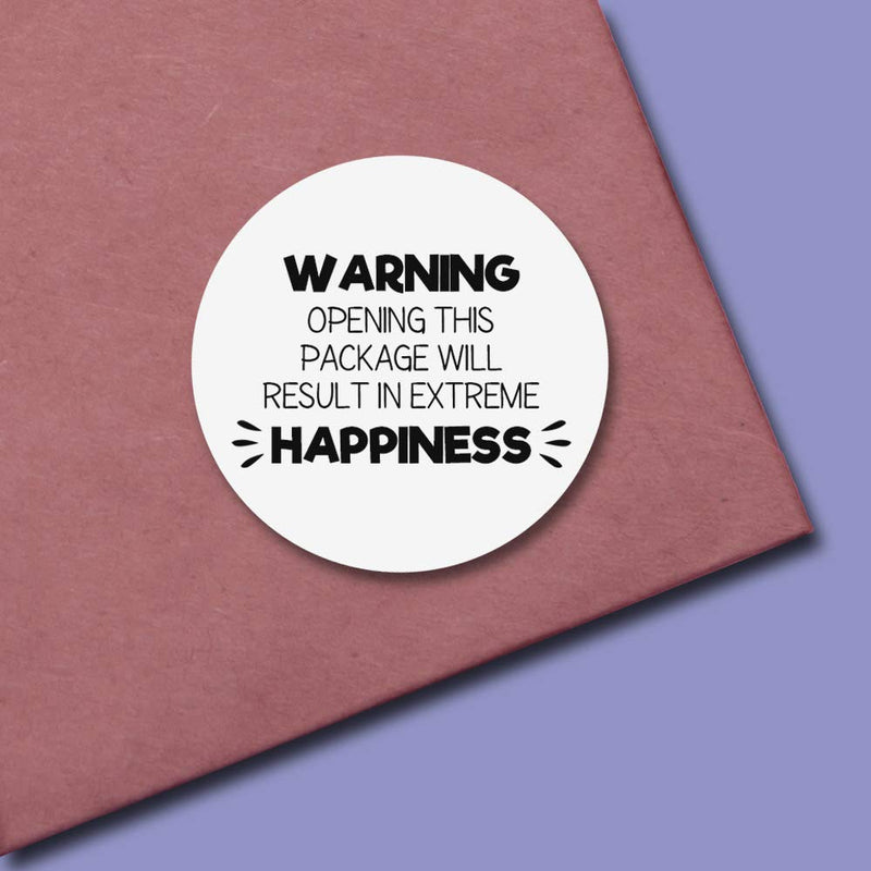 Warning: Will Result in Extreme Happiness Funny Thank You Customer Appreciation Sticker Labels for Small Businesses, 60 1.5" Circle Stickers by AmandaCreation, for Envelopes, Postcards, Direct Mail!