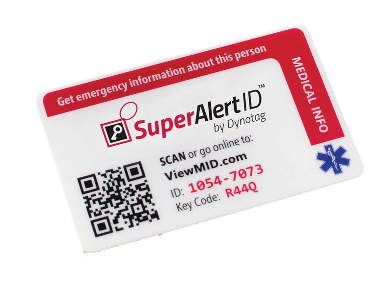 SuperAlert™ Smart Medical ID Card with Detailed Online Profile; Wallet Card with Lifetime Subscription