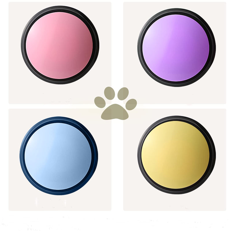 Voice Recording Button, Dog Buttons for Communication Pet Training Buzzer, 20 Second Record & Playback, Funny Gift for Study Office Home 4 Packs (Blue+Pink+Yellow+Purple) PACK A