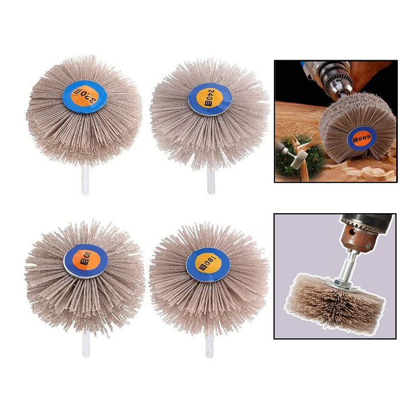 Yuhtech Disc Brush Nylon, 5 Pieces 5 Size Abrasive Nylon Wheel Brush 80Grit 120Grit 180Grit 240Grit 320Grit Nylon Disc Brush with 6mm Shaft Woodworking Polishing Grindering Wheel