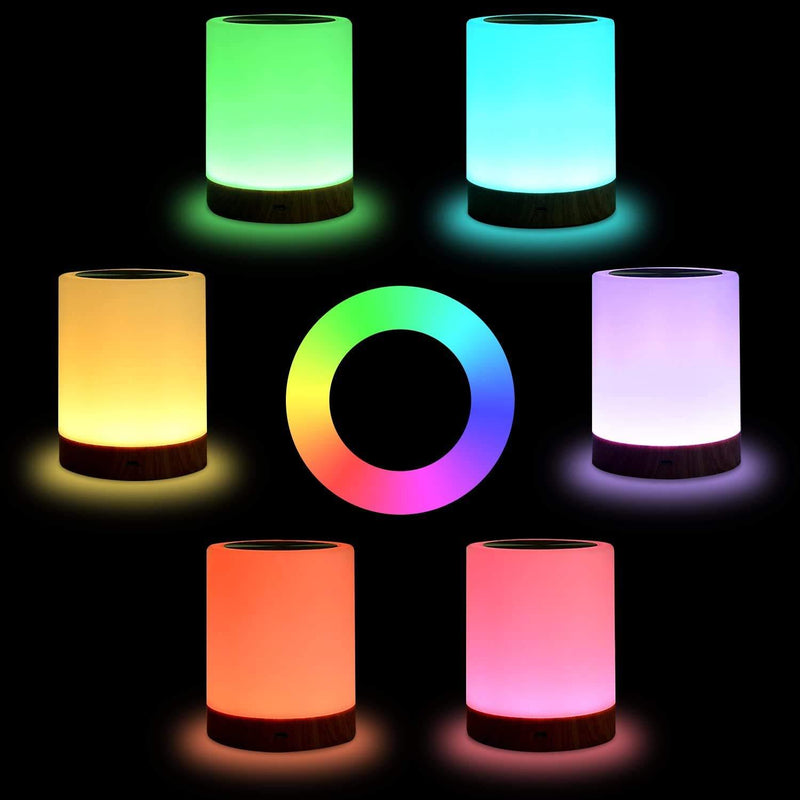 Night Light, UNIFUN Touch Lamp for Bedrooms Living Room Portable Table Bedside Lamps with Rechargeable Internal Battery Dimmable 2800K-3100K Warm White Light & Color Changing RGB