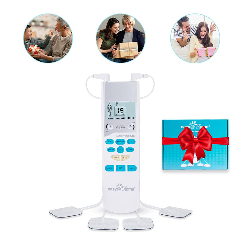 Easy@Home TENS Unit Muscle Stimulator - Electronic Pulse Massager, 510K Cleared, FSA Eligible OTC Home Use handheld Pain Relief therapy Device-Pain Management Machine Gift for Mom Dad - EHE009