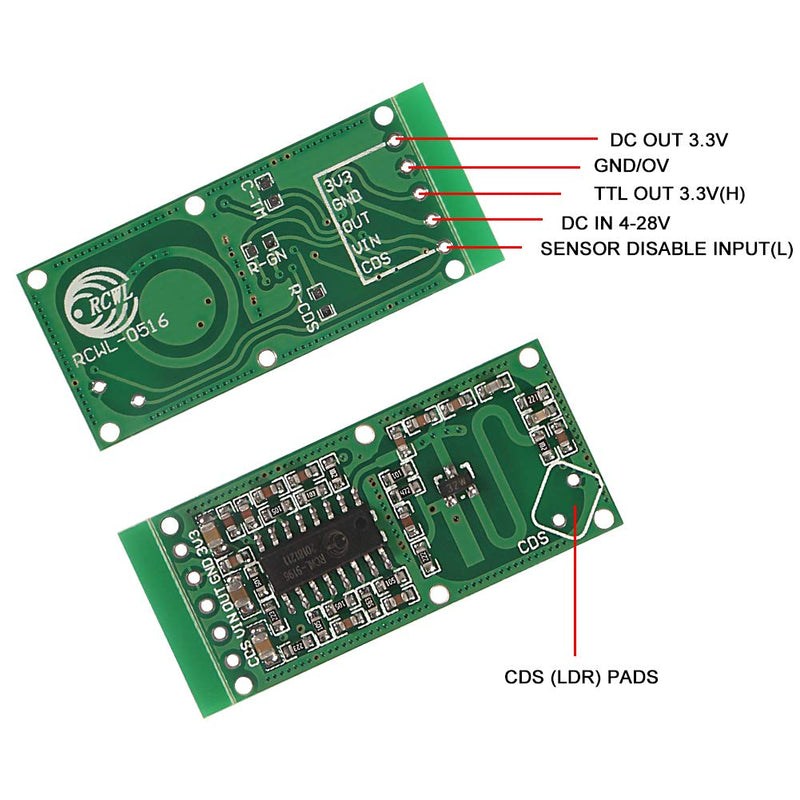 Aitrip 8pcs Microwave Radar Sensor RCWL-0516 Switch Module Human Board Induction Board Detector 5-7M Detection Distance 4-28V Compatible with Arduino Raspberry PI,Human Rat Cat Detector 8Pack RCWL-0516