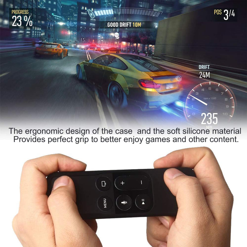 Case Compatible with Apple TV 4K/ 4th Gen Remote Light Weight Anti-Slip Shock Proof Silicone Cover for Controller for Apple TV Siri Remote - Chartreuse Black