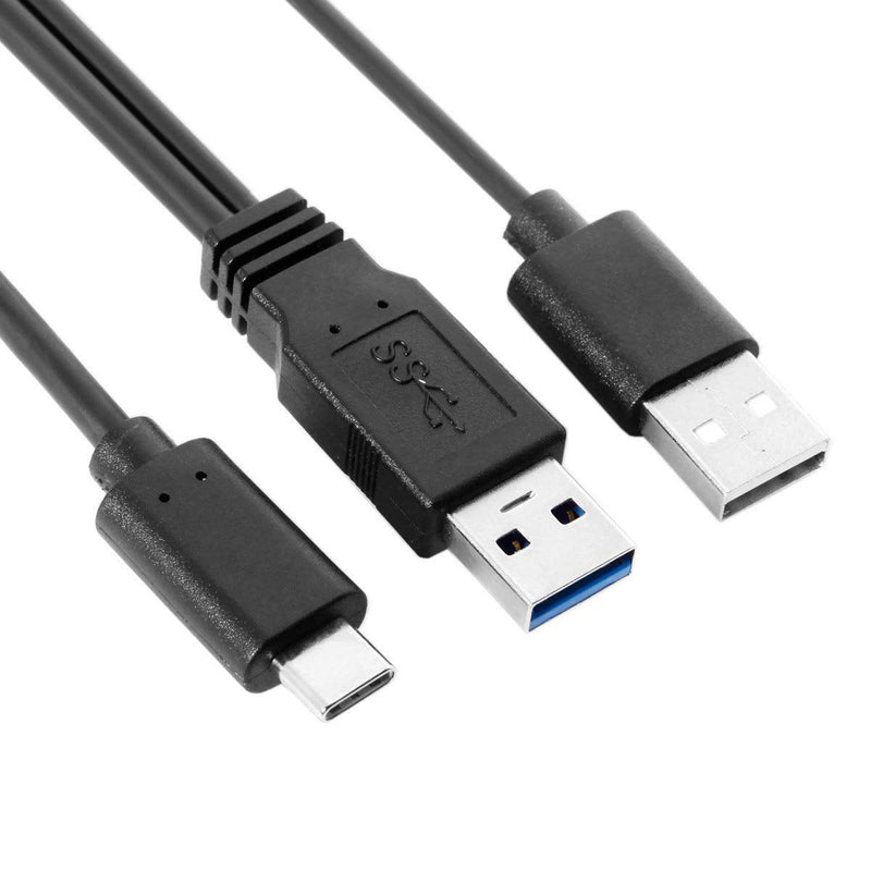 CY Type-C USB-C to USB 3.0 Male & USB 2.0 Dual Data Y Cable for Laptop & Hard Disk 60cm Black USB3.0