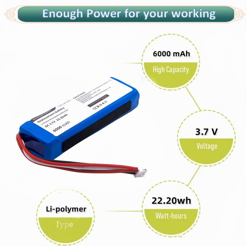 Youejoeq GSP1029102/MLP912995-2P Battery Replacement Battery Compatible wit JBL Charge 2 with Install Screwdriver（6000mAh）