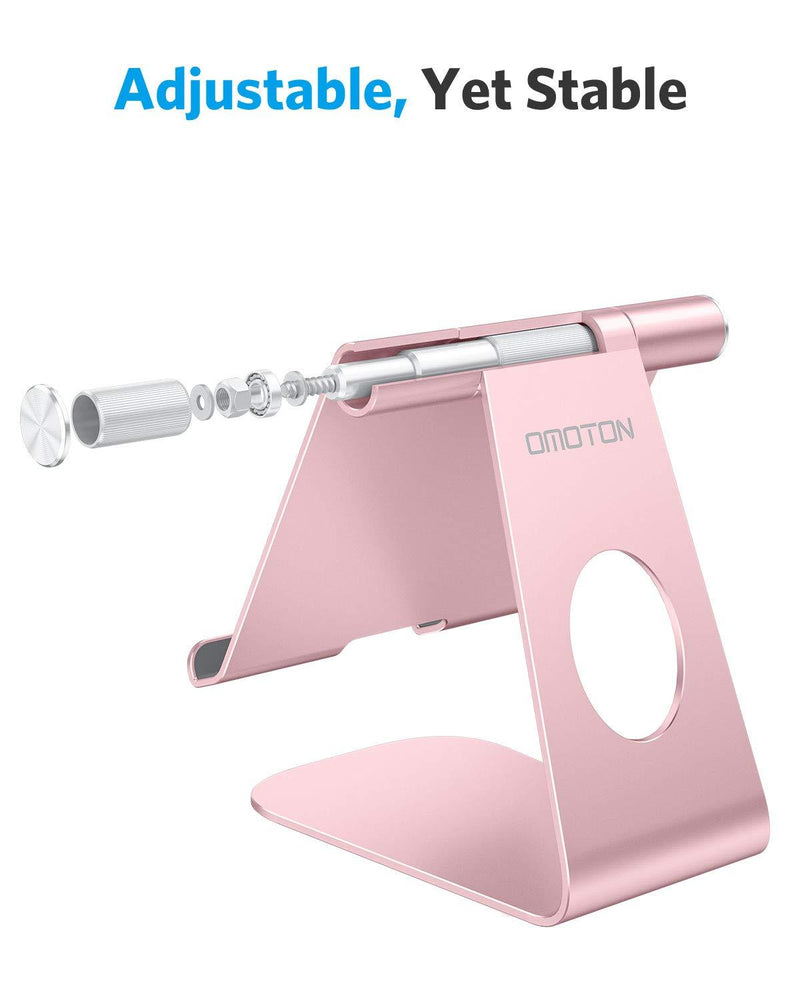 Tablet Stand Holder Adjustable, OMOTON T1 iPad Stand, Desktop Aluminum Tablet Dock Cradle Compatible with iPad Air 4/Mini, New iPad 10.2/9.7, iPad Pro 11/12.9, Samsung, Nintendo and More, Rose Gold
