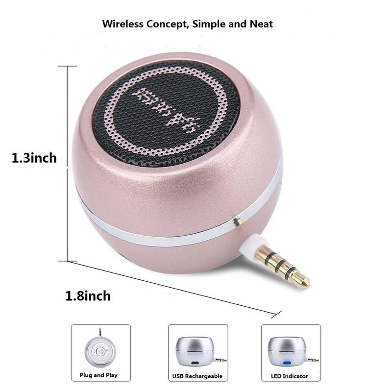 Mini Portable Speaker with 3.5mm Aux Input Jack, 3W Mobile Phone Line-in Speaker for iPhone iPad iPod Tablet Cell Phones, Gifting for Girls/Kids, Rose Gold