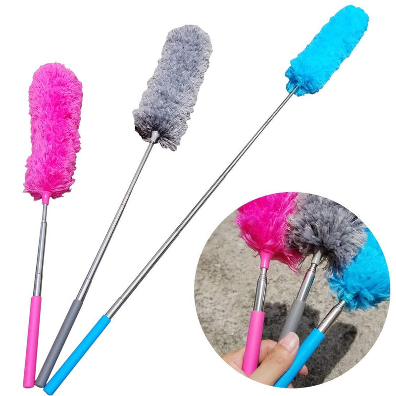 M-jump 3 PCS 15.7 to 35.5 Inch Extendable Telescoping Microfiber Duster Bendable Brush Washable Dusting Brush for Home Office Car