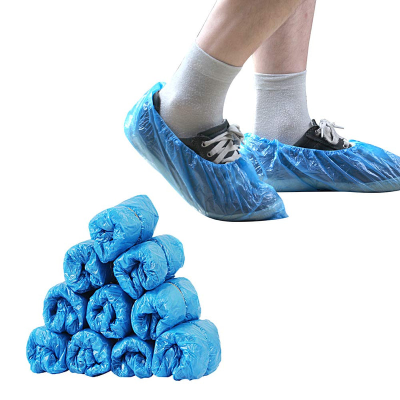 Shoe covers, disposable, non-slip, overshoes, waterproof, disposable shoe covers, plastic, overshoes for shoes, 100 pieces - blue DE