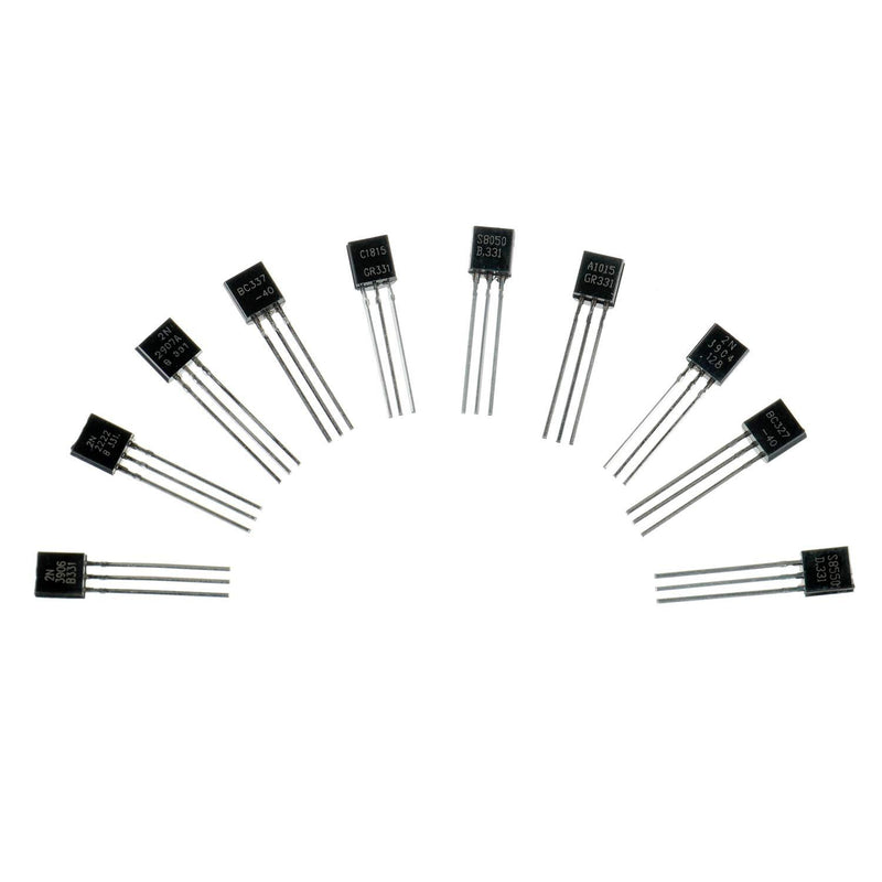 HUAREW 10 Values 250 Pcs Transistors NPN BC337 C1815 S8050 2N2222 2N2907 2N3904 PNP A1015 BC327 S8550 2N3906 BJT Bipolar Junction Transistor Assortment Kit