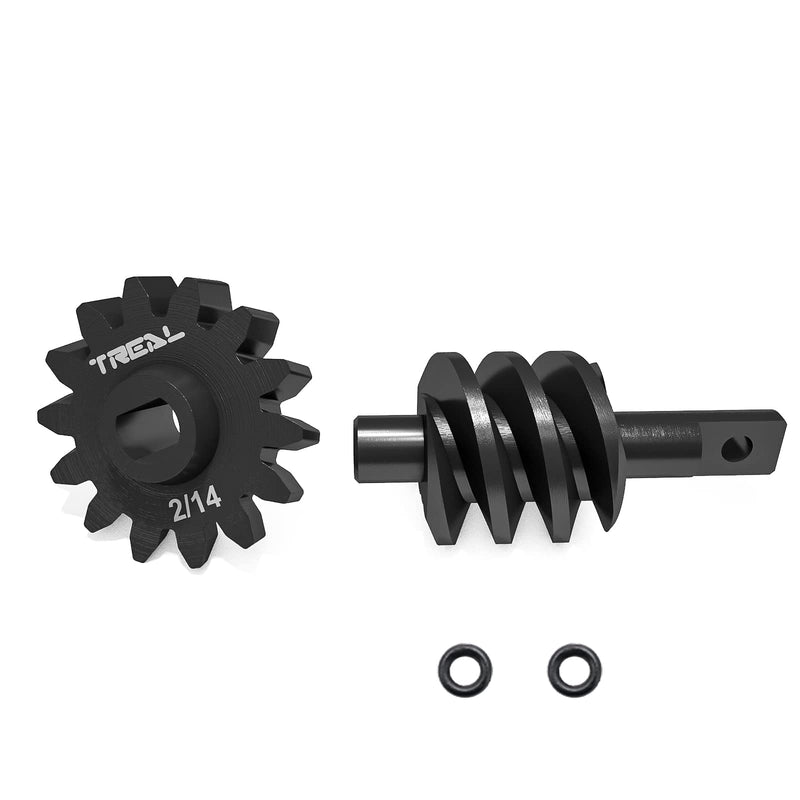 Treal Axial SCX24 Steel Overdrive Gears, Differential Diff Worm Gear Set 2T/14T, Overdrive 14% 2/14T