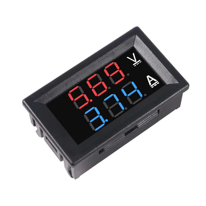 Alinan 6pcs Digital Voltmeter Ammeter DC 100V 10A Amp Voltage Current Volt Amp Meter Tester 3 Bits Dual LED Display Panel(Red-Blue) Amp Volt Multimeter 0.28" with Connect Wires