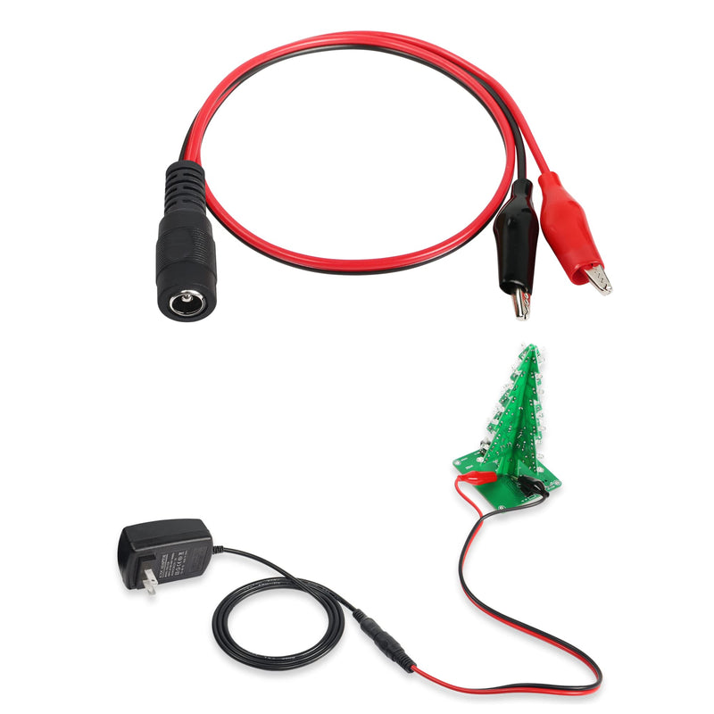 PNGKNYOCN Alligator Clip Jumper Probe to DC 5.5x2.1mm Male and Female Test Wre 18AWG Adapter Red and Black Wire Alligator Clip Test Wire 50 cm for Testing The Circuit ( DC Male +DC Female)