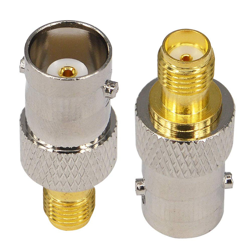 onelinkmore SMA to BNC RF Adapters Connection BNC Female to SMA Female Coax Antenna Connector for CCTV Camera Scanner Two Way Handheld Radios, Scanner, Icom Receiver,SDR Amateur Pack of 2