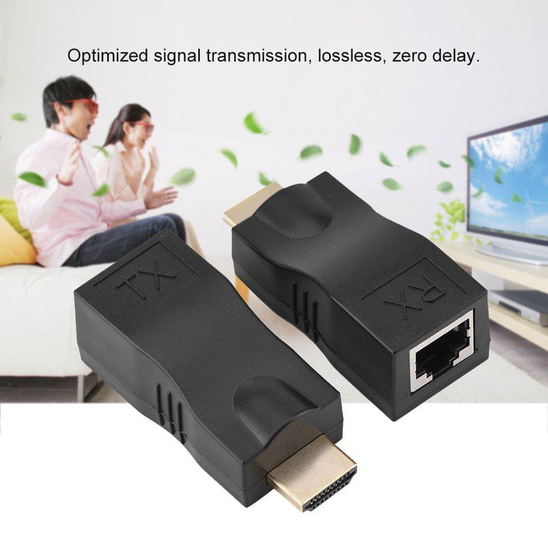 2X HDMI to RJ45 Network Cable Extender Converter Repeater Over Single 30m CAT-5e CAT6 Support HDMI1.4 3D 1080P Resolution, 4k 2k, for PS3 TV PC Projector Computer HD EVD, etc