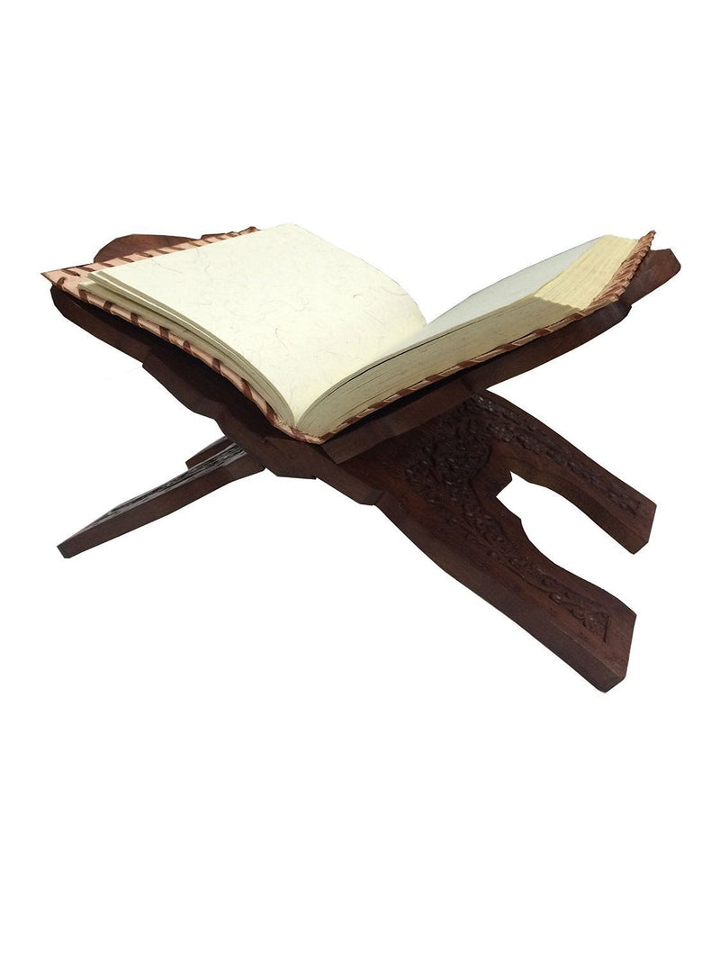 Wooden Carving Flower Design Folding Religious Book Stand, Wooden Book Stands & Holders for Reading, Adjustable Book Stand | Handmade | (11 x 7 Inch)