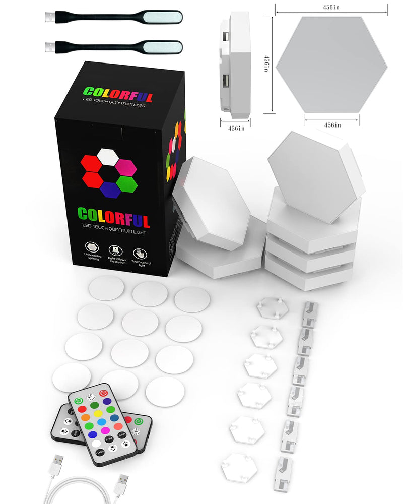 Hexagon Lights, Touch-Sensitive Hexagon Wall Lights, Hexagon Lights for Wall Led with Remote and USB Power Supply, Spliceable LED Light Wall Panels Gift for Kids, Adults（6 Packs）