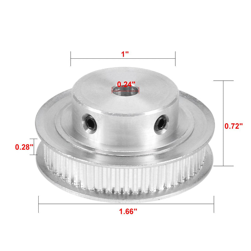 uxcell Aluminum 60 Teeth 6mm Bore 2.032mm Pitch Timing Belt Pulley for 6mm Belt