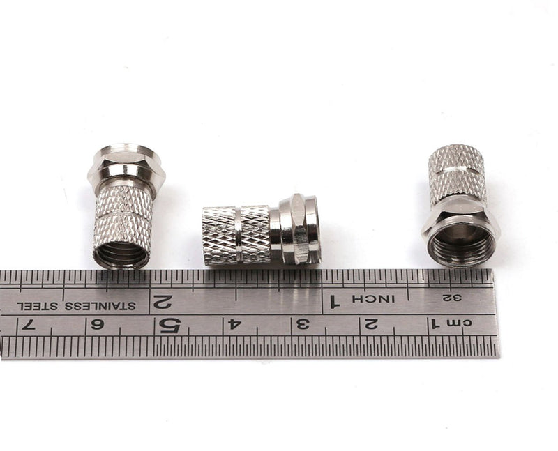 RG6 F-Type Twist-On Coaxial Cable RF Connector Adapter Plug, 6PCS (Silver)