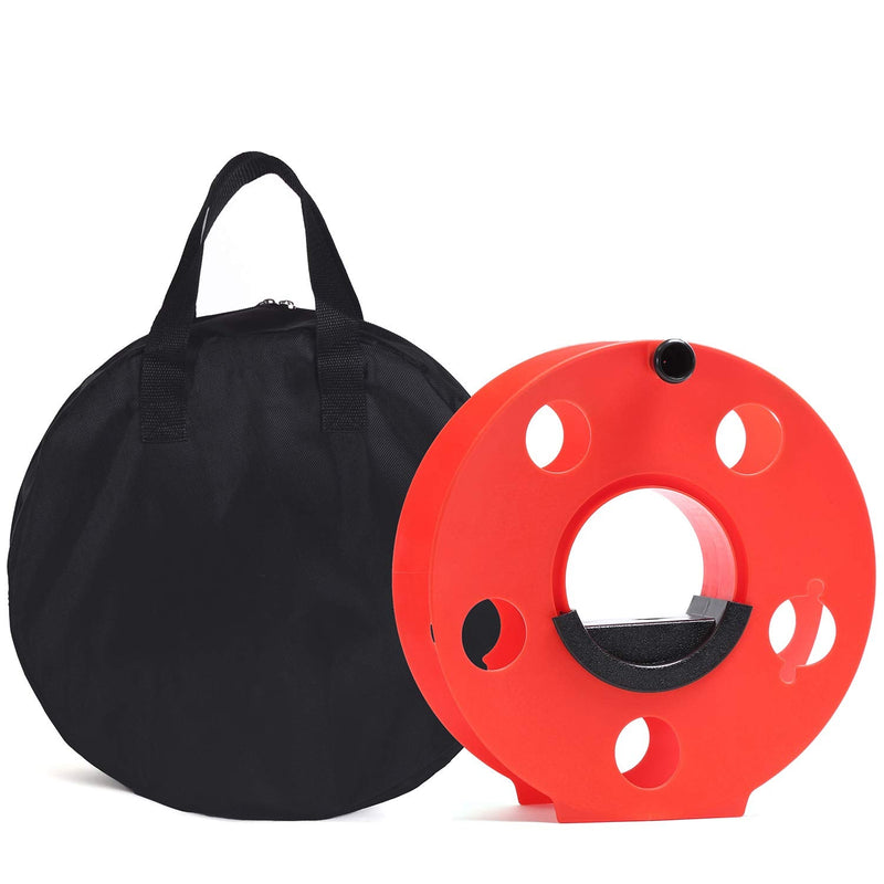 Homeon Wheels Cord Storage Reel with Center Spin Handle Easy to Use with Carrying Bag 165-Feet Red
