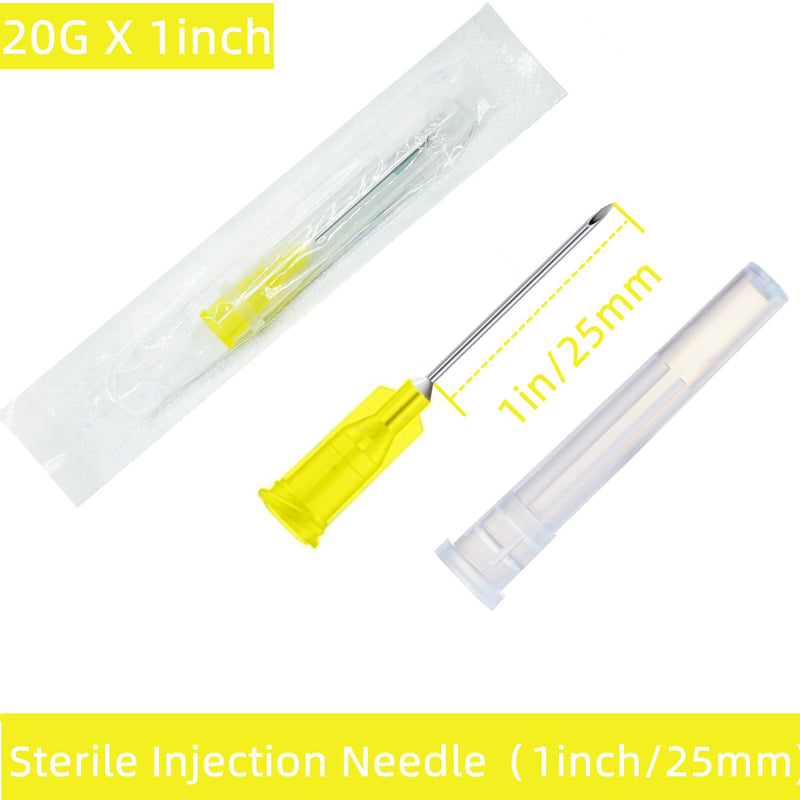Expesumas 20Ga 1Inch Sterile Disposable Injection Needl with Cap for Animal, Pet, Poultry and Industrial Dispensing Needl Accessories