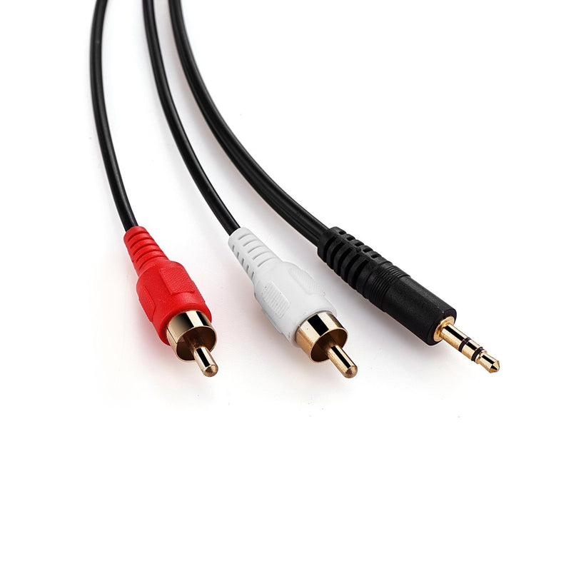 Pasow 3.5mm Stereo Male to 2RCA Male (Right and Left) RCA Audio Cable (30 Feet)
