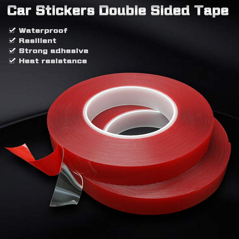 3 Meters Heat Resistant Acrylic Double Sided Adhesive Tape Roll,Clear Sticker for Car/Cell Phone Repair,Red, 3 m×10 mm×1 mm