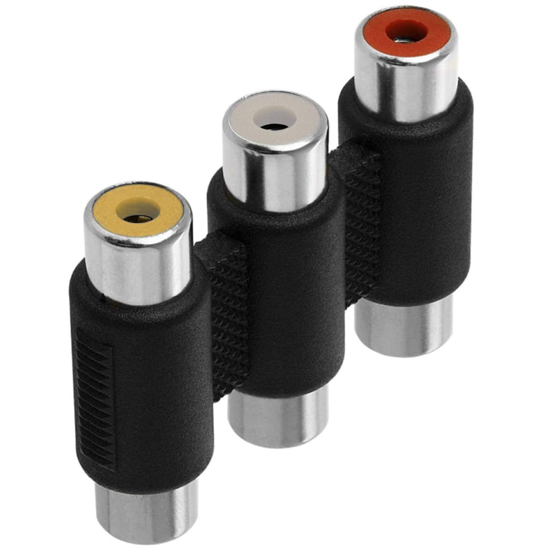 AYECEHI RCA Coupler 5 Pack Audio Video Female to Female Connector 3-RCA Jacks to 3-RCA Jacks Adapter Jointer - White/Red/Yellow