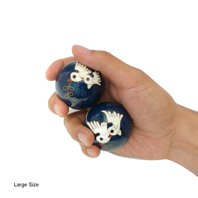 Top Chi Dove Baoding Balls with Bamboo Stand. Chiming Chinese Health Balls for Hand Therapy, Exercise, and Stress Relief (Large 2 Inch) Large 2 Inch