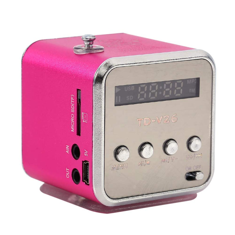 Eboxer Portable Mini Speaker Music Player FM Radio Stereo Speaker Support TF Card and U Disk, Brief Design, Perfect Mini Speaker for Room Bike Car for Phone/Tablet/Computer (Rose Red)