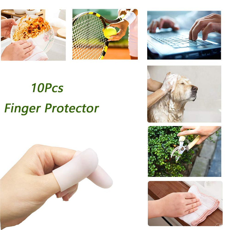 Gel Finger Protectors Finger Caps Silicone Fingertips Protection - Finger Cots Great for Trigger Finger, Finger Arthritis, Finger Cracking and Other Finger Pain Relief (Small) Small (Pack of 10)