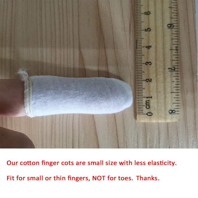 200 Pcs Cotton Finger Cots Small Finger Guards Hand Thumb Fingertips Sleeves Protector by EORTA, Comfortable, Breathable, Absorb Sweat, Reusable, Protect The Wound from Infection, White, Very Small