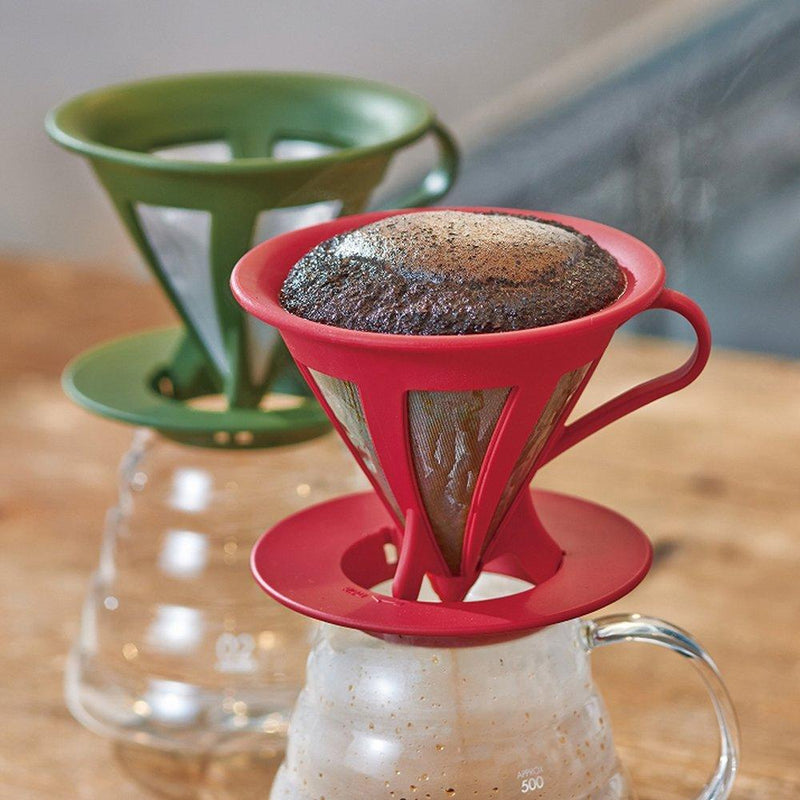 Hario"Cafeor" Stainless Steel Mesh Coffee Dripper, Size 02, Black