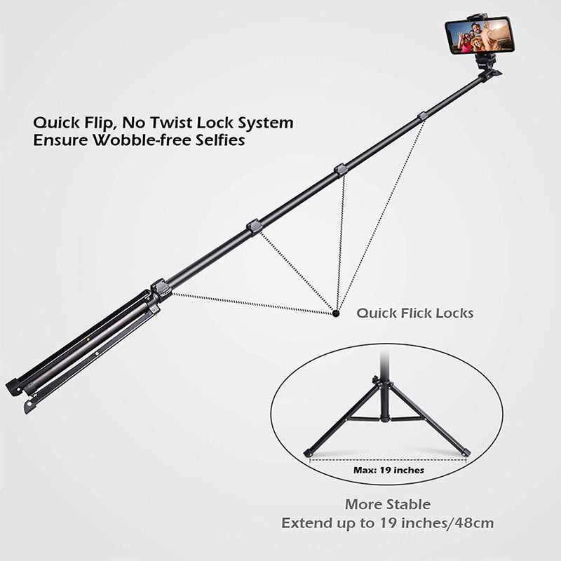 UBeesize 51" Extendable Tripod Stand with Bluetooth Remote for iPhone Android Phone, Heavy Duty Aluminum, Lightweight