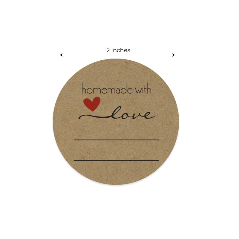 2" Homemade with Love Sticker with Lines for Writing /2" Round Homemade with Love Canning Labels / 500 Labels per roll