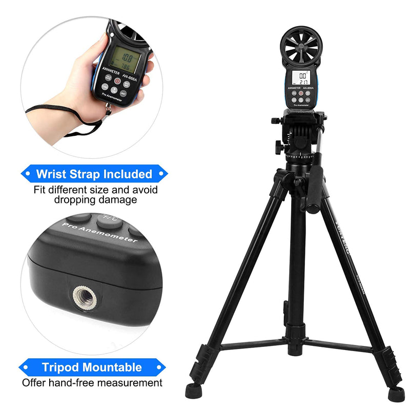 AIOMEST Wind Meter, Digital Anemometer Wind Meter Handheld, AI-866A Wind Meter CFM Wind Speed Meter for Wind Speed Temperature, with USB Port