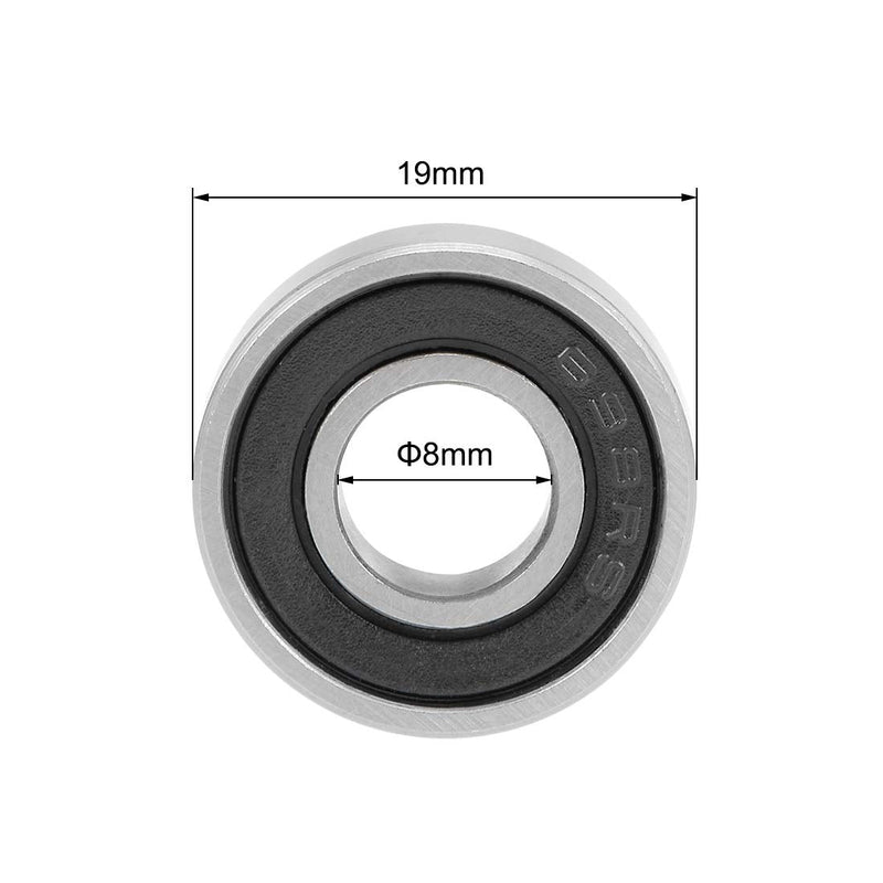 uxcell 698-2RS Deep Groove Ball Bearings Z2 8mm x 19mm x 6mm Double Sealed Carbon Steel 8pcs 8mmx19mmx6mm 8