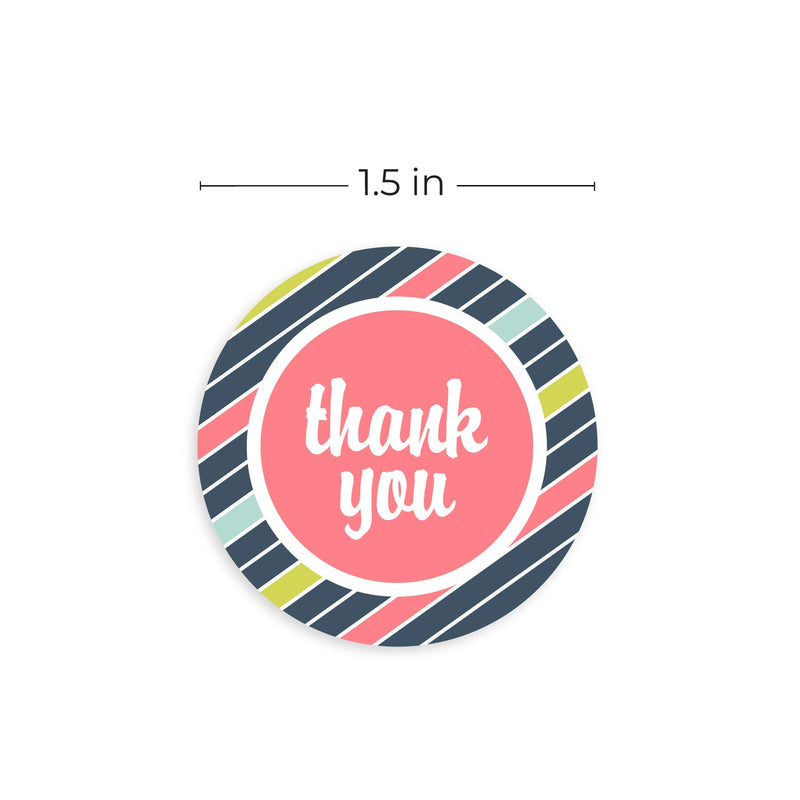 Retro Mod Thank You Labels / 500 1.5" Thank You Stickers/Pink Navy Aqua Thank You Labels