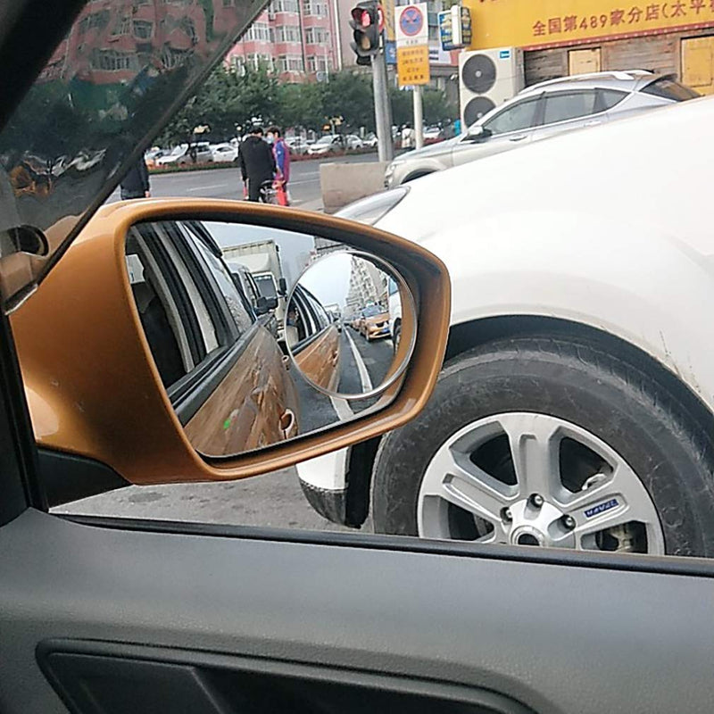 ESreake 2PCS Non-adjustable Large Stick-on Convex Blind Spot Mirror,3.75" HD Glass Big Round Convex Rear View Mirror,Strong Adhesive Mirror for Car, Van, SUV and Trucks (3-3/4"(95mm), Frameless) 3-3/4"(95mm)
