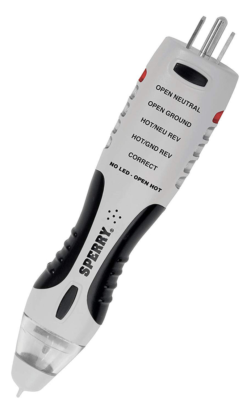 Sperry Instruments VD7504GFI DualCheck 2-in-1 Non-Contact Voltage Detector + GFCI Outlet Circuit Analyzer, 360° Visual & Audible Indicators, 50-1000V AC, 250 lb. Crush Rating Non-Contact Volt Tester & GFCI Tester Combo