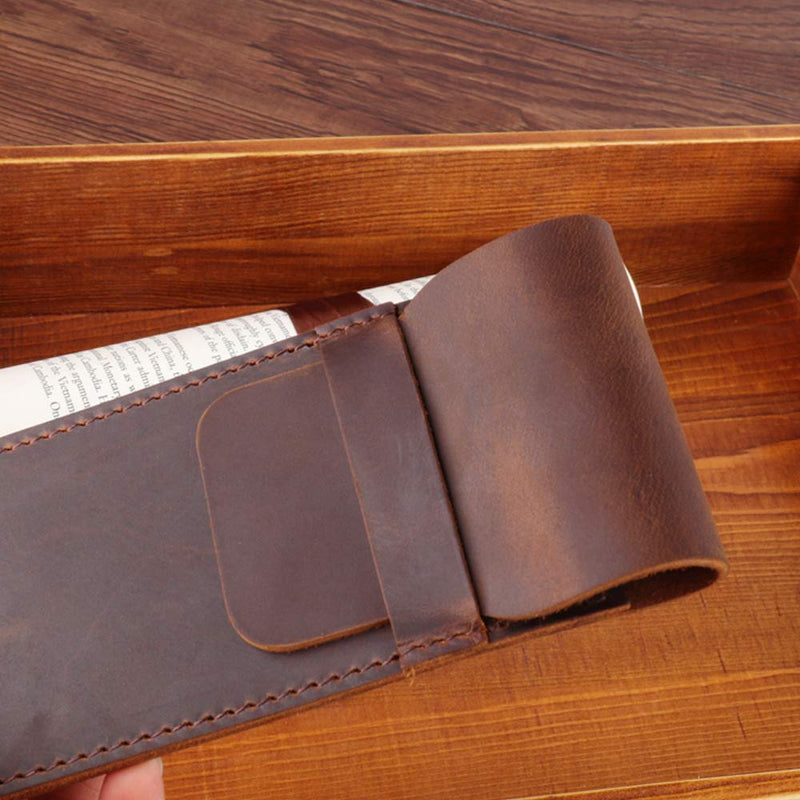 Daimay Leather Pen Case Holder Handmade Fountain Multi Pens Pouch Crazy Horse Leather Pen Protective Sleeve Cover â€“ Black