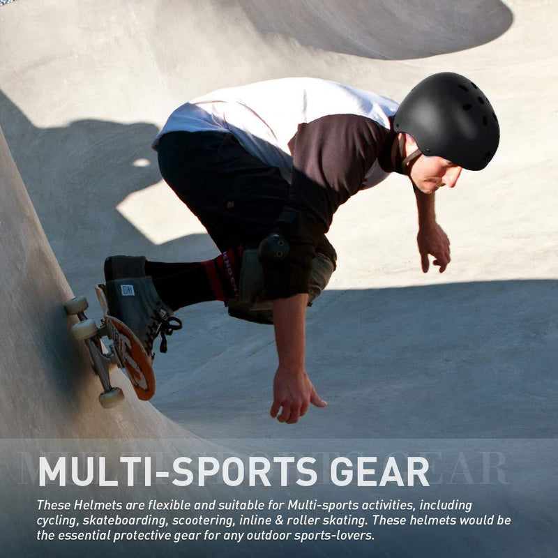 JBM Skateboard Helmet Impact Resistance Ventilation for Multi-Sports Cycling Skateboarding Scooter Roller Skate Inline Skating Longboard Black Small