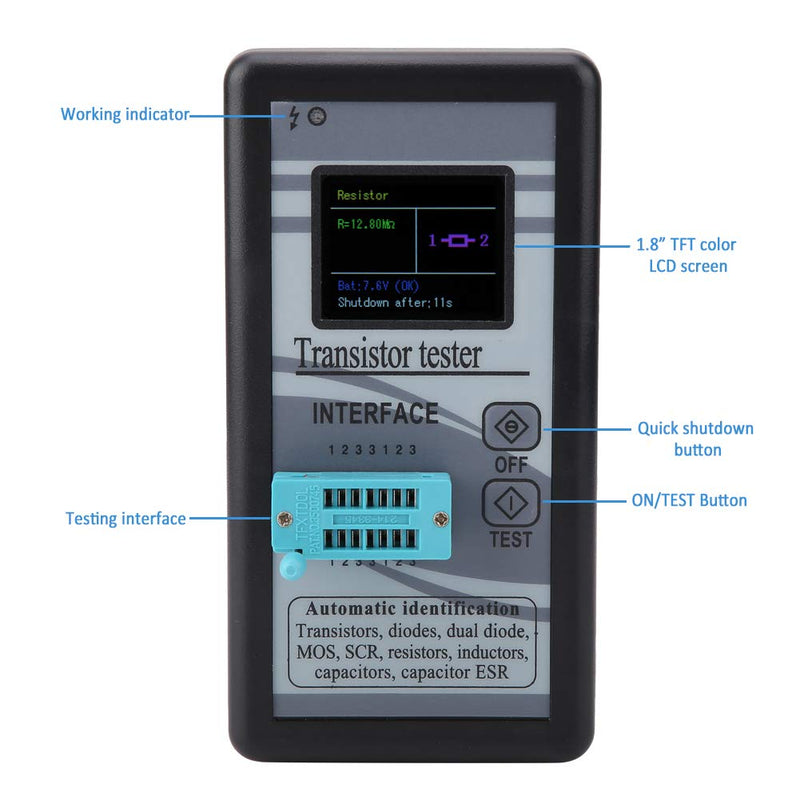 Transistor Tester, M328 Multi-Functional LCD Display Digital Transistor Tester 0.5Ω - 50MΩ Used to Test triodes, Field Effect Transistors (FET), Diodes, Resistors