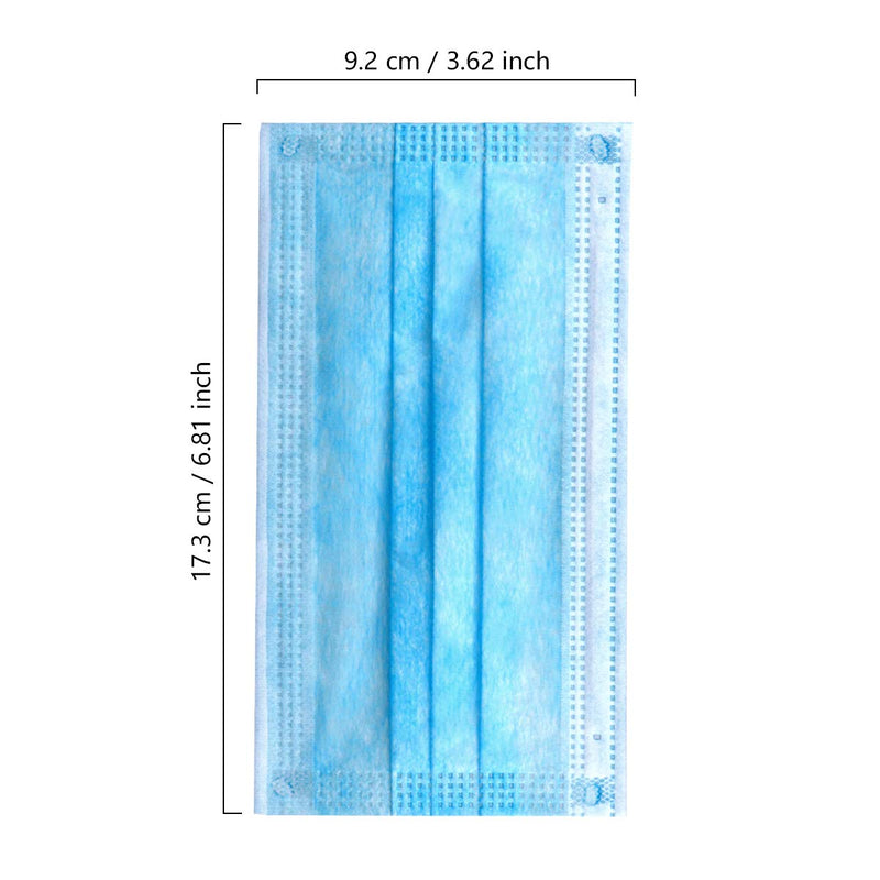 Wecolor 120 Pack Disposable Face Masks with Elastic Ear Loop, 3 Ply Breathable (Blue) 120 Count (Pack of 1) Blue