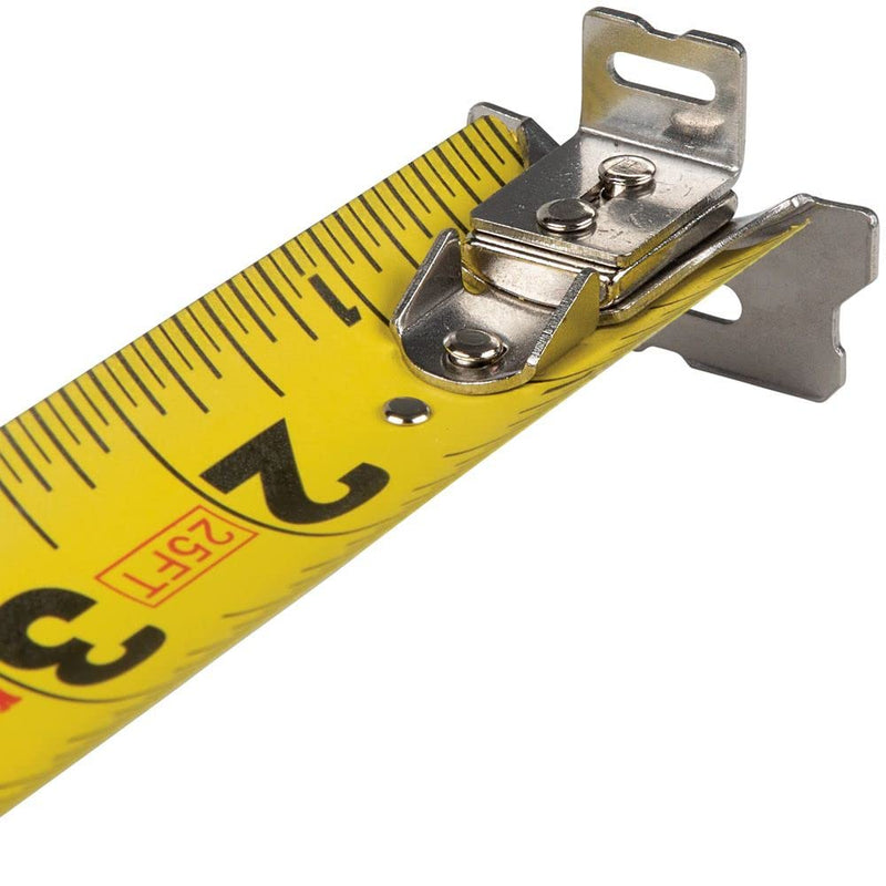 Klein Tools 9125 Tape Measure, 25-Foot Single-Hook Measuring Tape, Non-magnetic with Retraction Speed Break and Metal Belt Clip