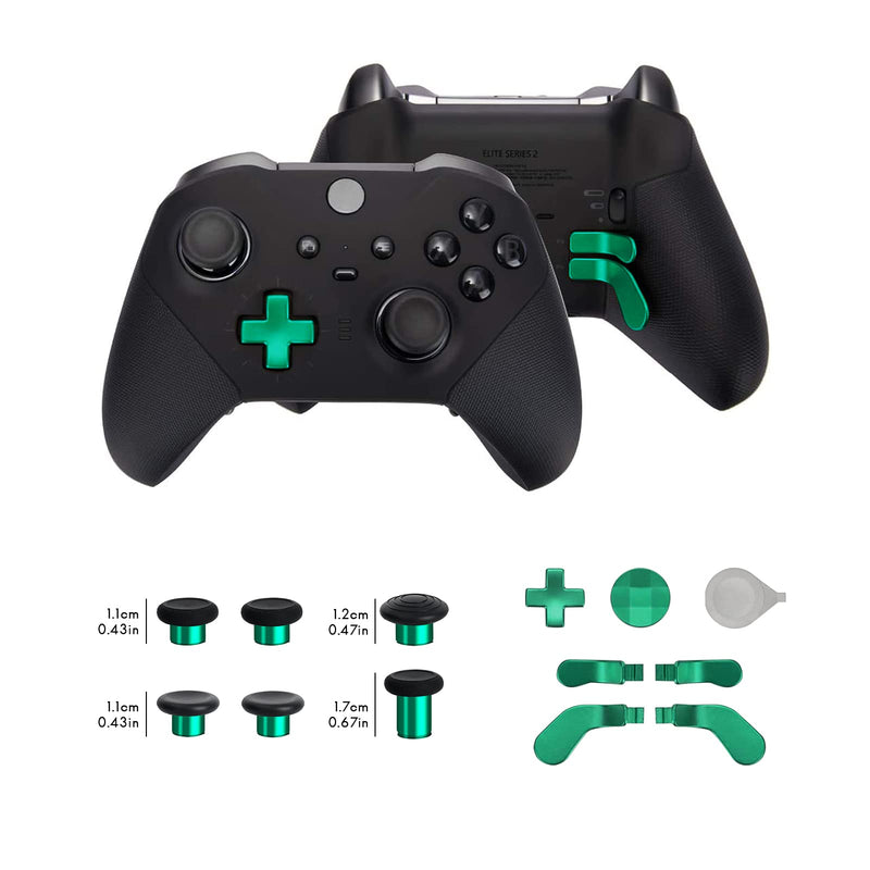 13 in 1 Metal Thumbsticks for Xbox One Elite Series 2 Controller, Elite Series 2 Core Controller Accessories Replacement Parts, Metal Mod 6 Swap Joysticks, 4 Paddles, 2 D-Pads, 1 Tool(Green) Green