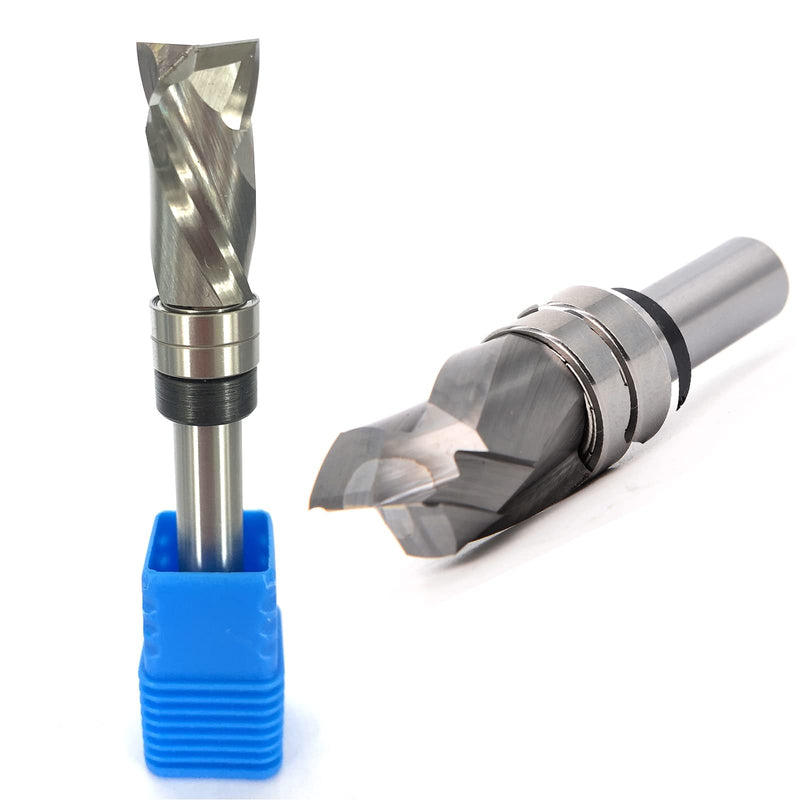 Sinoprotools spiral milling cutter 8mm shaft up-down cut, solid carbide milling cutter, compression milling cutter with 2 ball bearings on the shaft, double-edged router, for DIY woodworking 8x25mm Z2+2