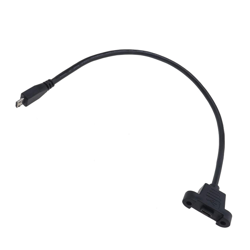 2 Pcs Micro USB 2.0 5 Pin Male to Female Extention Cable 0.3M/1Ft with Panel Mount Hole Including Mounting Screws for Transfering Data with Computer